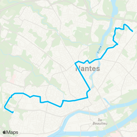 Naolib Haluchère - Batignolles - Mendès France - Bellevue map
