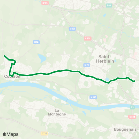 Naolib Couëron Bougon - Mendès France - Bellevue map