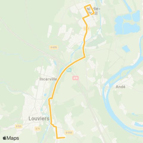 SEMO - Lignes scolaires Louviers Collège Lipinska / Val-de-Reuil Mairie map