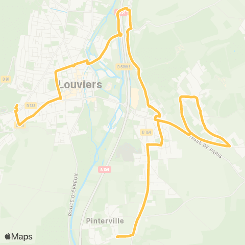 SEMO - Lignes scolaires Pinterville / Louviers map
