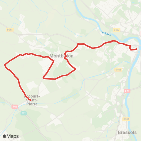 TM Transports Montalbanais Lacourt Marronniers - Pôle Jaurès map