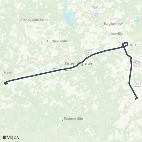 SEPTA West Chester TC to Coatesville map