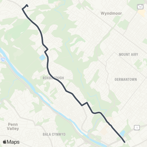SEPTA Henry-Roberts to Barren Hill map