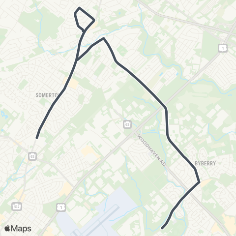 SEPTA Bustleton-Verree to Academy-Chalfnt map