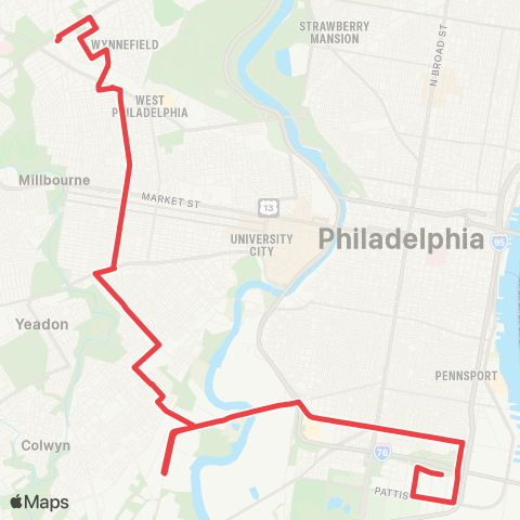 SEPTA Lanknau / Overbrk to Colcom / Fdctr map