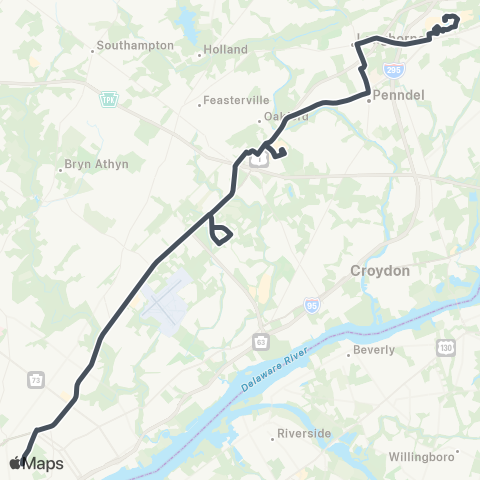 SEPTA FTC to Neshaminy / Oxford Valley map