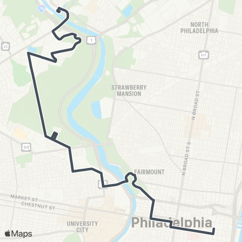 SEPTA 5th-Market to Wissahickon TC map