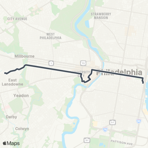 SEPTA 2nd-Spruce to 61st-Pine / Wycombe map
