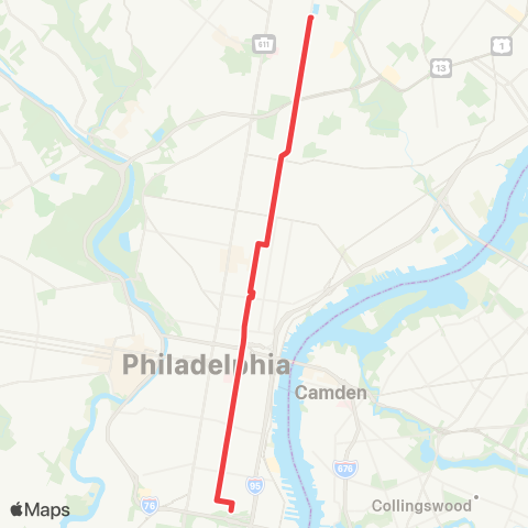 SEPTA Whitman Plaza to 5th-Godfrey map