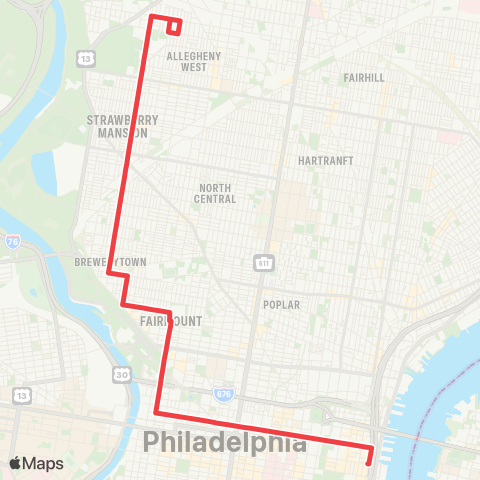 SEPTA Front-Market to 27th-Allegheny map