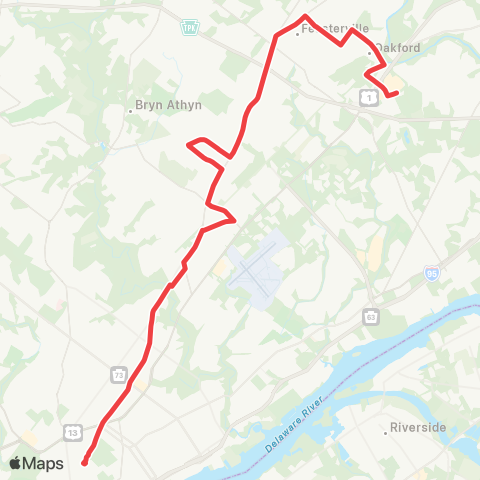 SEPTA Neshaminy / Somerton to Frankford TC map
