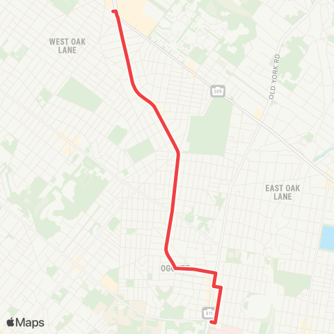 SEPTA Cheltenham-Ogontz to Olney TC map