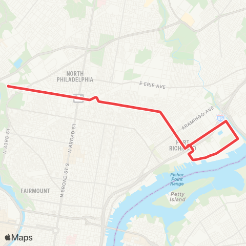 SEPTA 35th-Allegheny to Rich-Westmoreland map