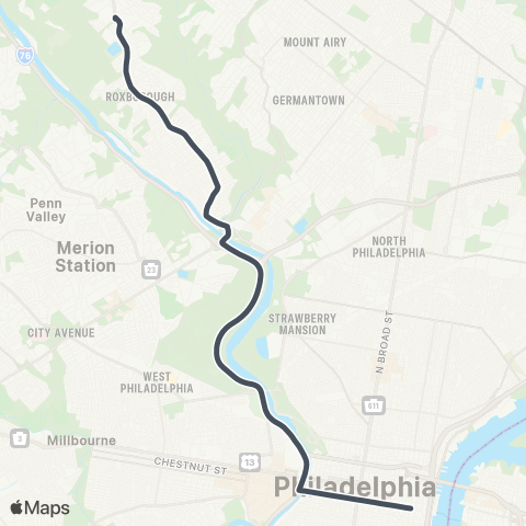 SEPTA 4th-Walnut to Andorra map
