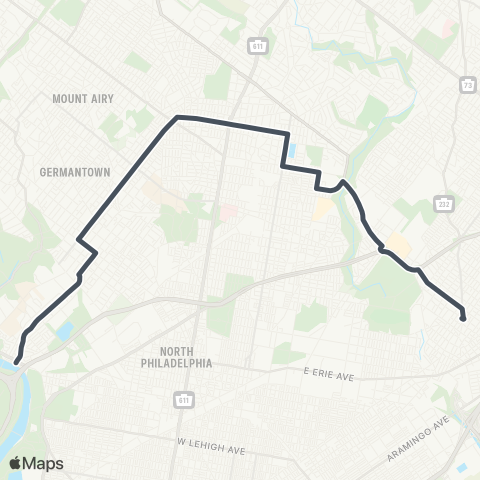 SEPTA Ridge-Midvale to Arrott Transit Ctr map