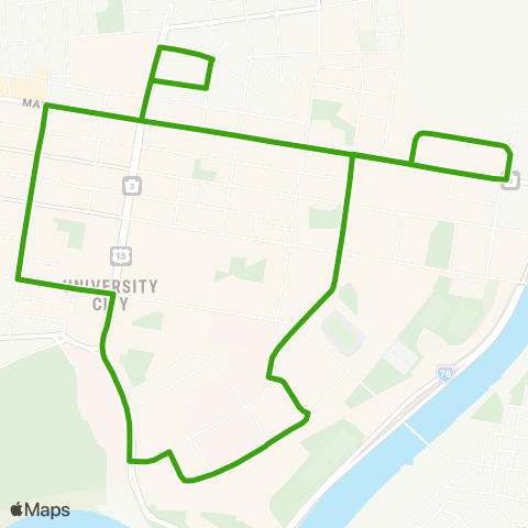 SEPTA Green Loop Through University City map