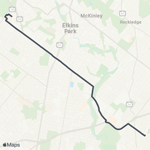 SEPTA Cedarbrook Plaza to Frankford Trans map