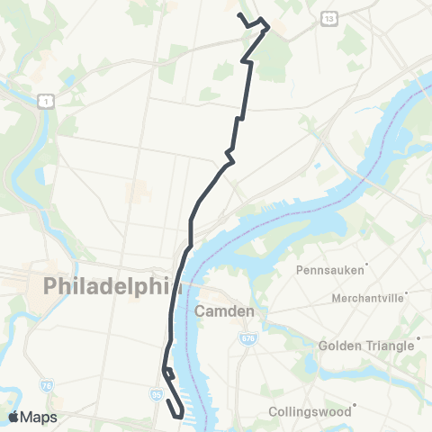 SEPTA Rising Sun-Olney to Columbus Comm map