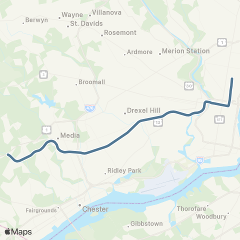 SEPTA Media / Wawa Line map