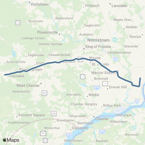 SEPTA Paoli / Thorndale Line map