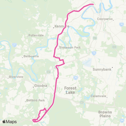 TransLink Western - Springfield (EXPRESS) map
