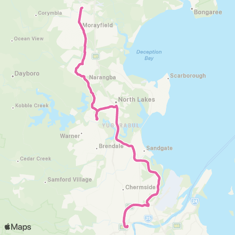 TransLink Caboolture - Bowen Hills map