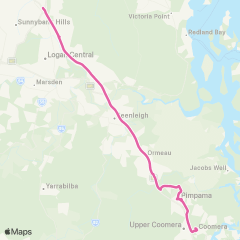 TransLink CITY - Coomera (Limited Express) map