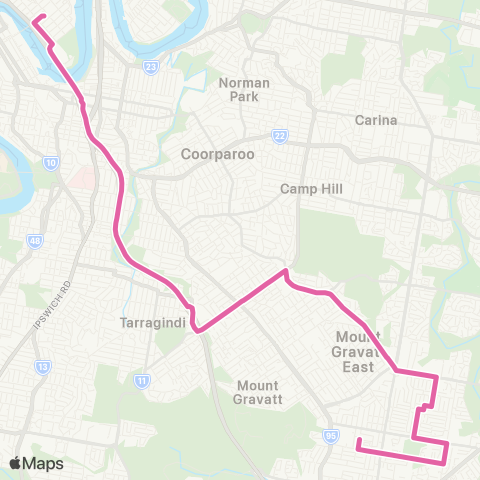 TransLink Wishart - City Rocket via Mansfield map