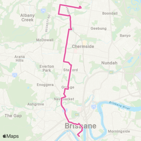 TransLink Carseldine - City Precincts Express map