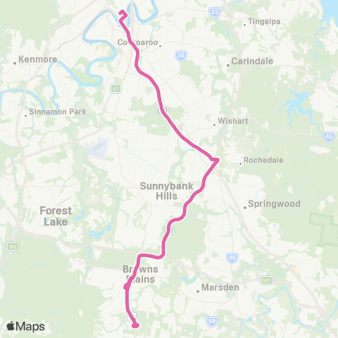 TransLink Pk Ridge - City via Greenbank & Griffith Uni map