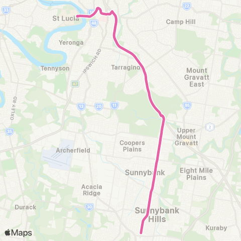 TransLink Sunnybank Hills - UQ Lakes map