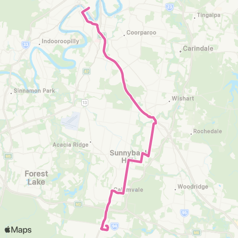 TransLink Browns Plains - City Express via Runcorn map