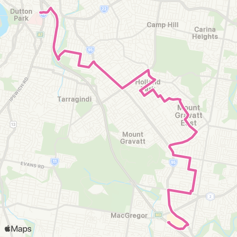 TransLink Garden City - PA Hosp via Greenslopes map