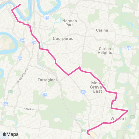 TransLink Garden City - City Express via Mansfield map