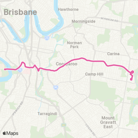 TransLink Carindale - UQ Lakes map