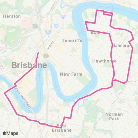 TransLink Balmoral - City via Riding Road map