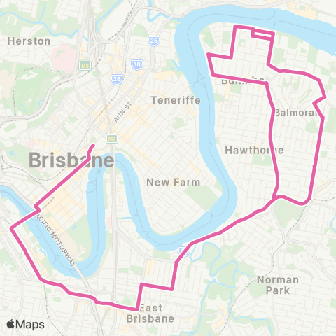 TransLink Balmoral - City / Valley via Thynne Road map