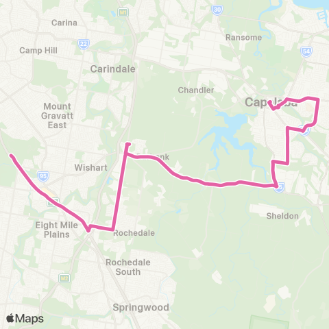 TransLink Capalaba - Griffith Univ via Mackenzie map