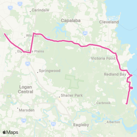TransLink Shoreline Ave Redland Bay - Griffith Uni map