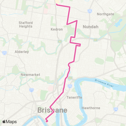 TransLink Chermside - City via Wavell Heights map