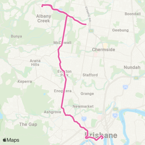 TransLink Aspley - City Exp via Bridgeman Downs map