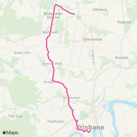 TransLink Aspley - City Rocket via Bridgeman Downs map