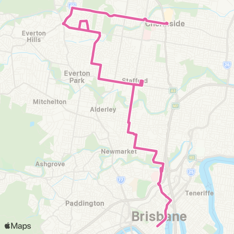 TransLink Chermside - City via McDowall map