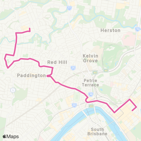 TransLink Ashgrove - City via Kennedy Terrace map