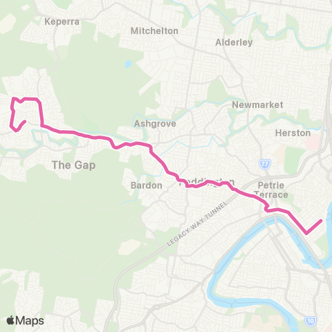 TransLink The Gap - City Rocket via Settlement Rd map