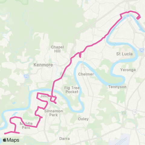 TransLink Riverhills - City Express via Mt Ommaney map