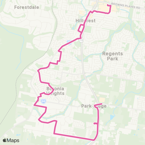 TransLink Greenbank - Browns Plains via Boronia Hts map