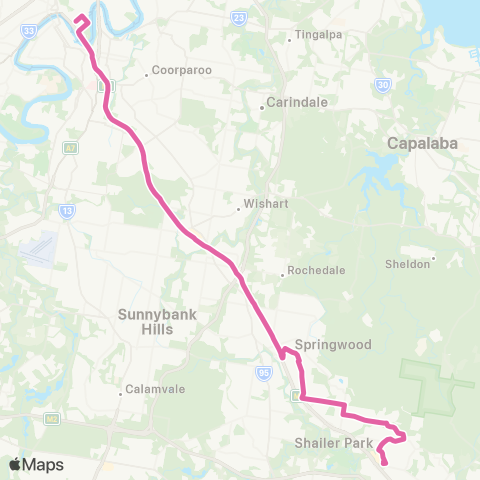 TransLink Brisbane City - Loganholme via Daisy Hill map