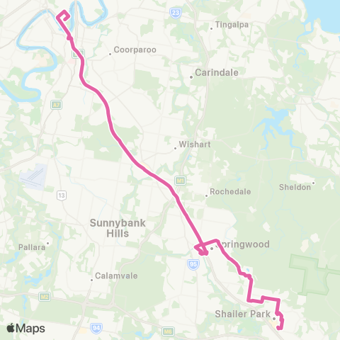 TransLink Brisbane City - Loganholme via Daisy Hill map
