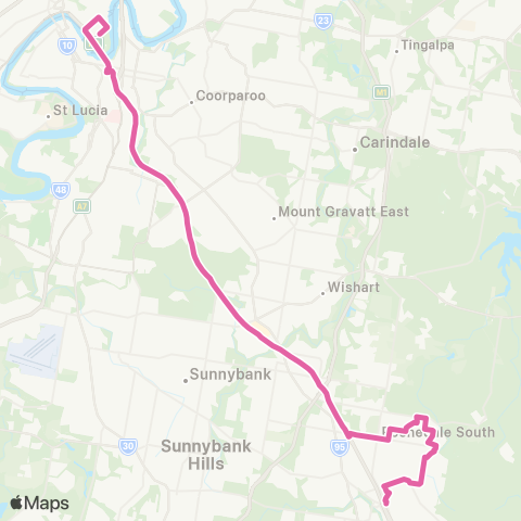 TransLink Brisbane City - Springwood via Rochedale S map
